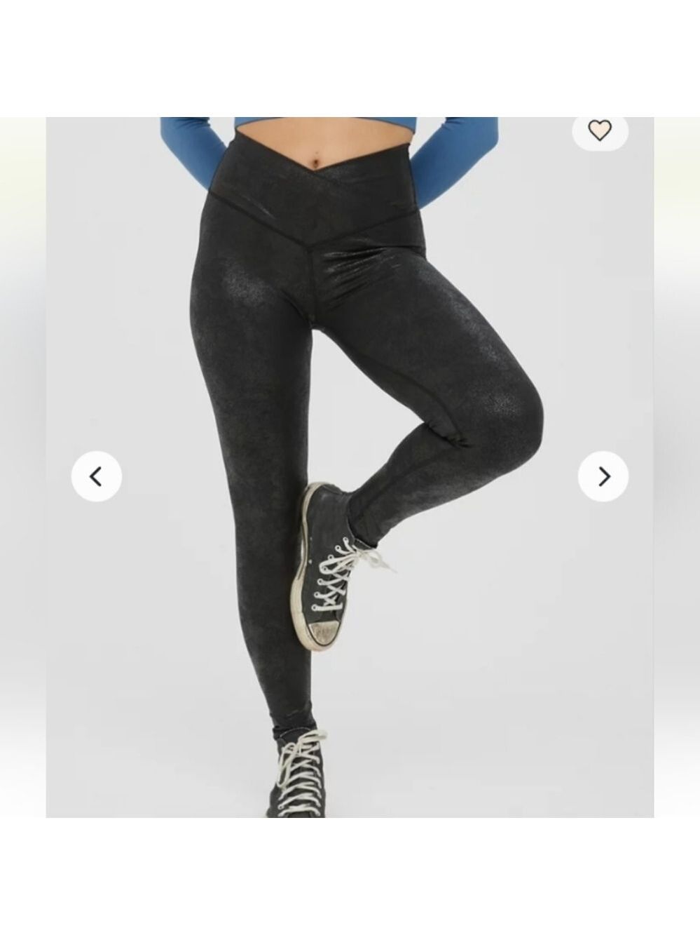 Aerie Offline Hugger Crossover High Waisted Crackle Leggings Black Medium